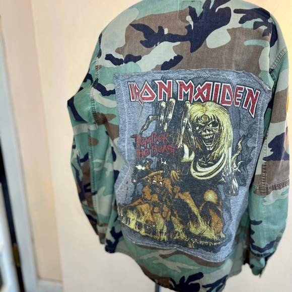 Custom Army jacket with Iron Maiden patch on the back. Men’s size M - Picture 1 of 10